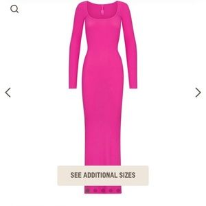 Skims soft lounge long sleeve dress in hot pink